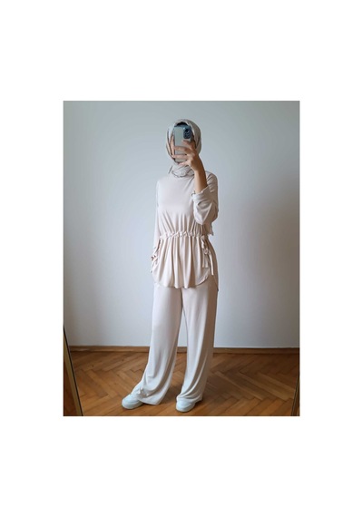Hiera Büzgü Detaylı Bej Takım Bej - 751770098 Bej - 751770098 Bej