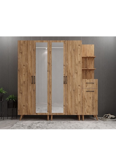 Açelya Portmanto Vestiyer Ayakkabılık Çam M1 200cm Montaj Dahil