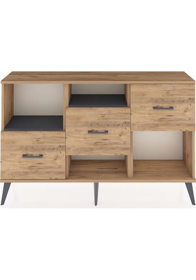 Arges Konsol 2 Raflı 3 Çekmeceli 132x30x83 Çam-antrasit/çam Antrasit/çam Arges Konsol 2 Raflı 3 Çekmeceli 132x30x83 Çam-antrasit/çam Antrasit/çam