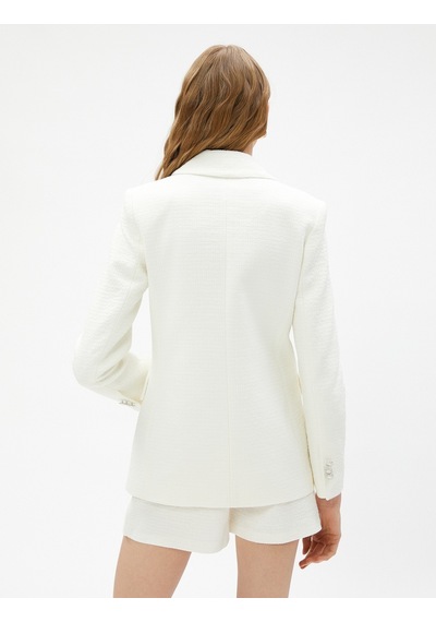 Koton Tüvit Blazer Ceket Kruvaze Düğmeli Kırık Beyaz 3sak50020ew 3SAK50020EW001 Ekru