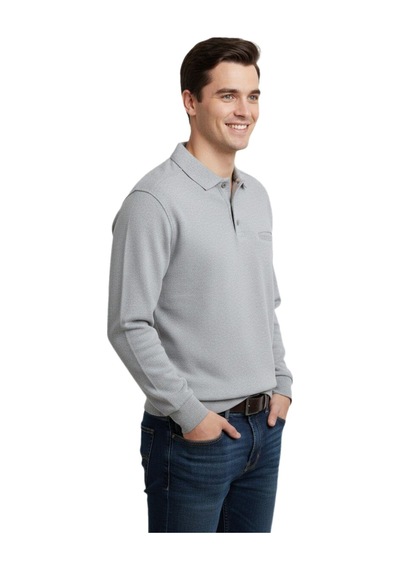 Baglan Erkek Büyük Beden Polo Yaka Cepli Selanik Sweatshirt Bgl-st04978 Açık Gri Melanj Baglan Erkek Büyük Beden Polo Yaka Cepli Selanik Sweatshirt Bgl-st04978 Açık Gri Melanj