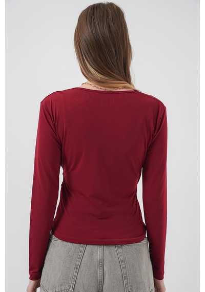 Bigdart 939 Anvelop Yaka Sandy Bluz - Bordo