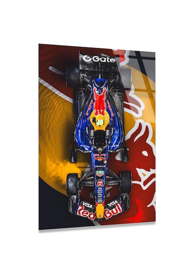 Red Bull F1 Yarış Arabası Cam Tablo Motorsport Duvar Dekoru 80x