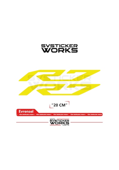Yamaha R7 Uyumlu Yazı Sticker Yüksek Kalite Özel Kesim Folyo 2'li Set Sarı