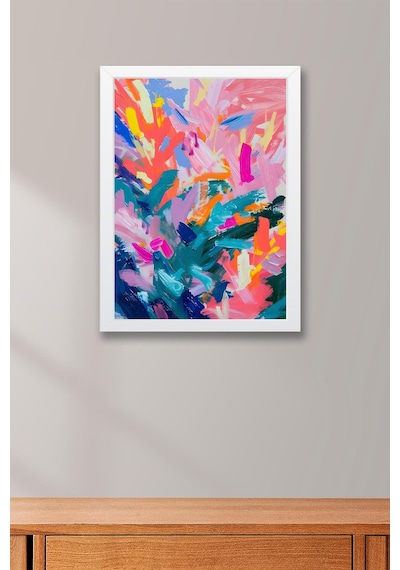 Pop Art Renkli Fırça Darbeleri Çerçeveli Tablo - Pop Art Poster Tablo
