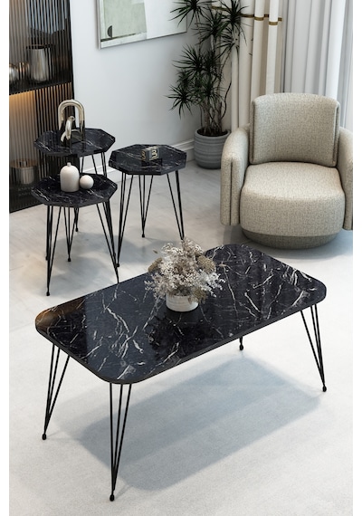 3'lü Sekizgen Zigon Sehpa Ve Dikdörtgen Orta Sehpa Takımı Modern Siyah Metal Ayaklı Salon Sehpa Seti Siyah 3'lü Sekizgen Zigon Sehpa Ve Dikdörtgen Orta Sehpa Takımı Modern Siyah Metal Ayaklı Salon Sehpa Seti Siyah
