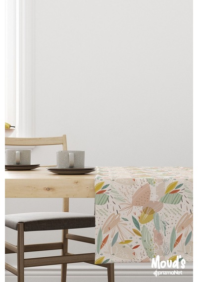 Xero Floral 2 Desenli Baskılı Süet Runner Masa Örtüsü