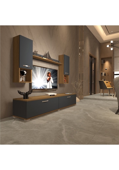 Decoraktiv Eko 5da Mdf Std Tv Ünitesi Tv Sehpası Pera - Antrasit