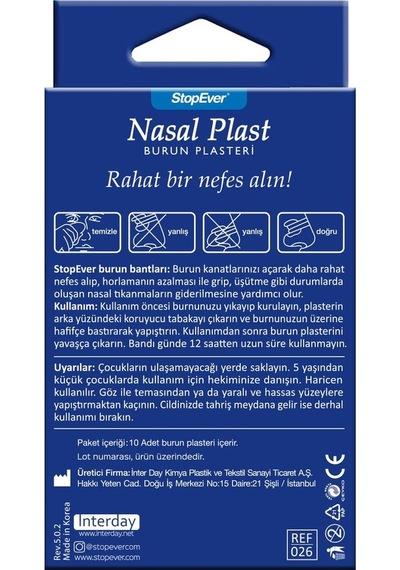 Stopever Nasal Plast Burun Plasteri - Büyük Boy 1 Adet 1X10 Plas