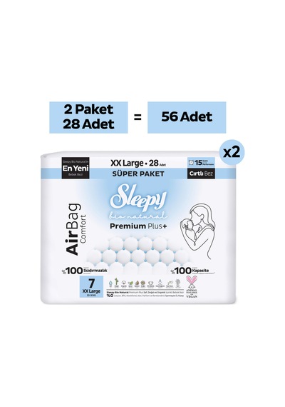 Bio Natural Premium Plus Airbag Comfort Avantaj Paketi Bebek Bezi 7 Numara Xxlarge 56 Adet