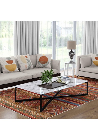 Kaymaz Taban Yıkanabilir Halı Mutfak, Salon, Yatak Odası İçin Modern Dijital Baskı Halı Slnhalı83 - 338 Çok Renkli