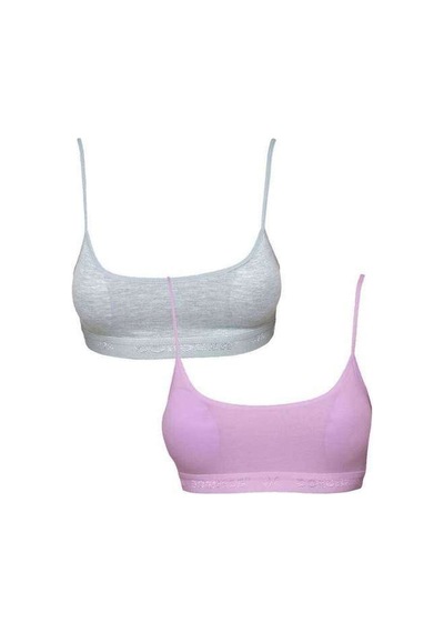 Pedli İp Askılı Gri Ve Pembe Büstiyer 2 Adet Beden: L-xl Diğer