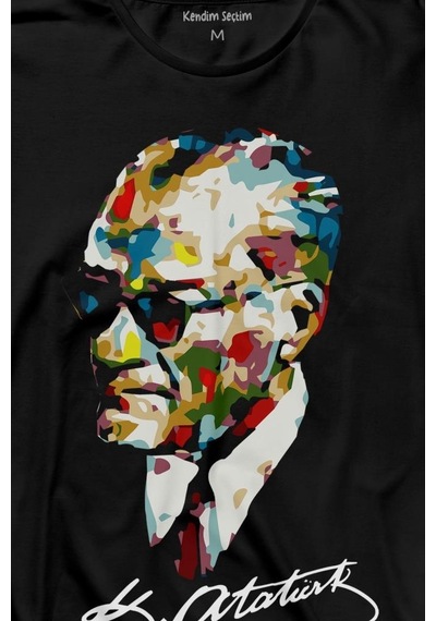 Karizma Gözlüklü Gazi Mustafa Kemal Atatürk Portresi Uzun Kollu Tişört Baskılı T-shirt 001