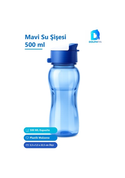 500 Ml Plastik Su Şişesi Suluk Matara Mavi