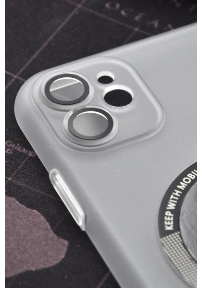 Apple Uyumlu iPhone 11 Uyumlu Beyaz Renkli Yarı Şeffaf İnce Sert Kapak Kılıf Kamera Lens Korumalı Beyaz -