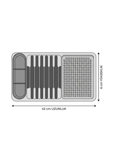 Deinhaus Tezgah Üstü Bulaşık Kurutmalık, Çok Bölmeli Tabak Ve Bardak Düzenleyici, Kaşıklıklı Mutfak Organizer 42 Cm Diğer
