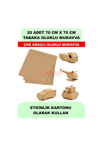 20 Adet 70cm X 70cm Baskısız Tabaka Oluklu Mukavva, Çocuk Etkinlik Kartonu, Maket Kartonu, Kargo Kartonu