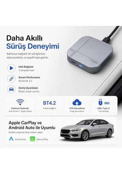 Aı Box Kablosuz Carplay & Android Auto Multimedya Dönüştürücü Diğer