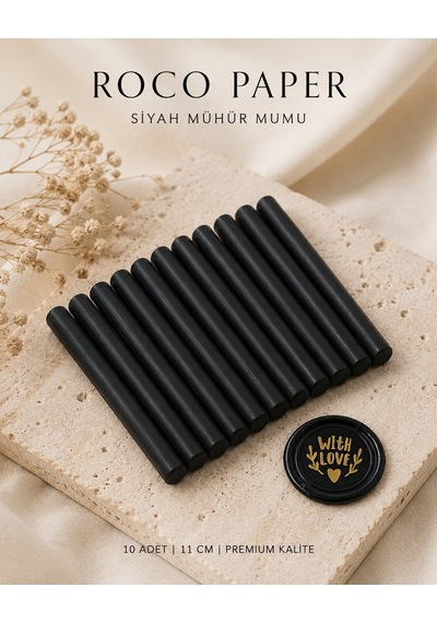 Siyah Silindir Mühür Mumu, 10 Adet - 11 Cm, Zarf Ve Davetiye Mühr Diğer