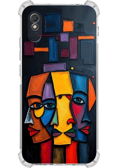 Redmi 9 İle Uyumlu Köşe Korumalı Kılıf Metamorfoz Trinite Tasarımlı Uv Baskılı Şeffaf