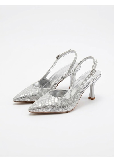 Asmi Shoes Kadın Siena Gümüş Baskılı 7 Cm Topuklu Sivri Burun Arkası Açık Atkılı Ayakkabı GÜMÜŞ Asmi Shoes Kadın Siena Gümüş Baskılı 7 Cm Topuklu Sivri Burun Arkası Açık Atkılı Ayakkabı GÜMÜŞ