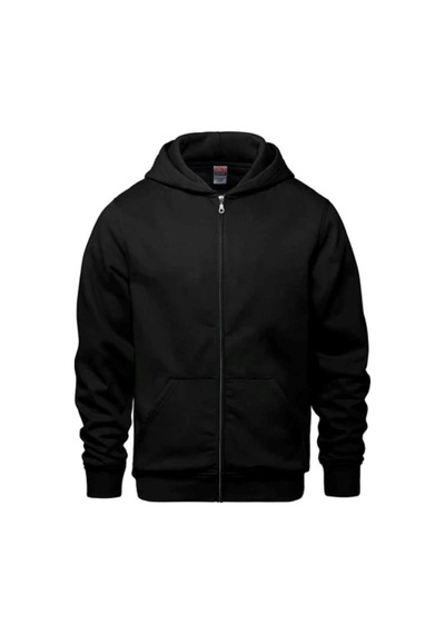 Mellorenzo 3 İplik Şardonlu Fermuarlı Kapüşonlu Sweatshirt Siyah Siyah