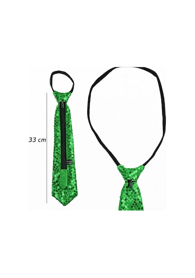 Yeşil Renk Pul Payetli Işıltılı Parti Kravatı 33 Cm - Elm-01-763809