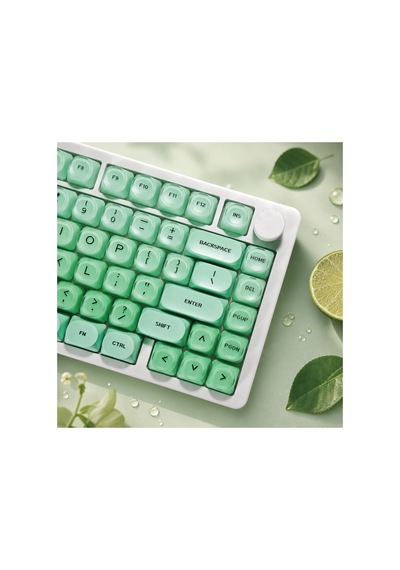Leaven 128 Tuş Pbt Keycap Seti - Retro Yuvarlak Moa Profil Cherry Mx Uyumlu Klavye Tuşları - Yeşil