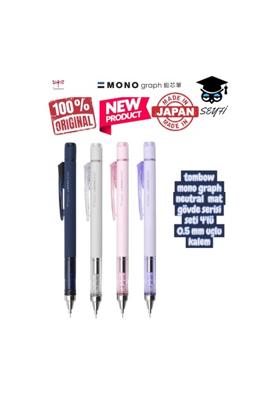 Tombow Mono Graph Neutral Mat Gövde Serisi Seti 4'lü 0.5 Mm Uçlu Kalem Çok Renkli