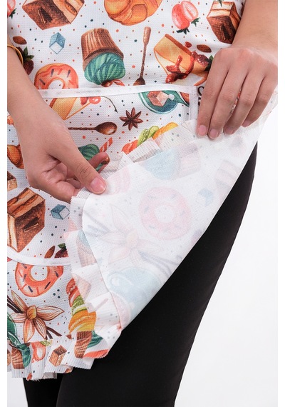 Jarse Frilly İkili Paket Sıvı Geçirmez Su Geçirmez Mutfak Önlüğü Cakes