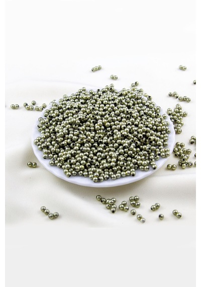 4 Mm Üstü Siyahlı Metalik Yeşil Plastik İnci Boncuk Aksesuar Takı Malzemesi 25 Gr