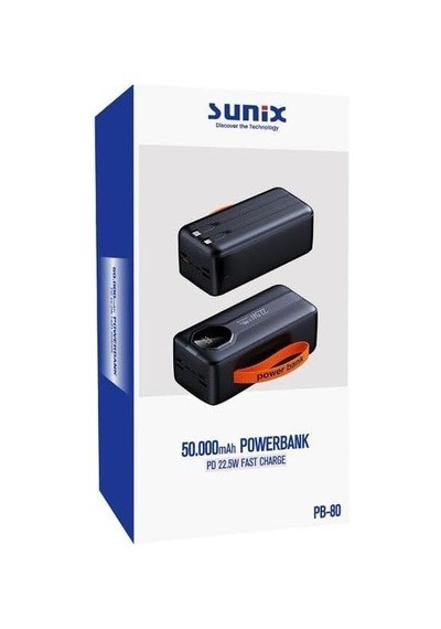 50.000 Mah Pd 22,5w Hızlı Şarj Kendinden Kablolu Taşınabilir Powerbank Pb-80