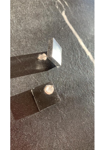 Parlak Füme Renkli Orta Boy Kare Şekil Gold Aksesuar Epoksi Küpe Diğer
