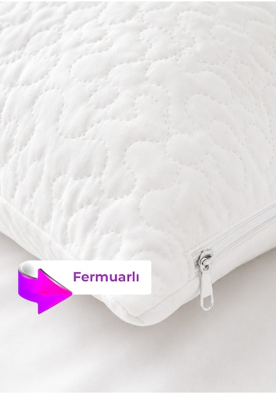 5 Adet Kapitone Yastık Alezi - Fermuarlı - 50x70cm - Nonwoven Beyaz