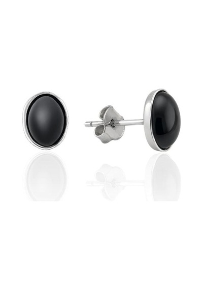 Oya Silver Oniks Taşlı Oval Gümüş Küpe 0.8x0.6cm Oyok375