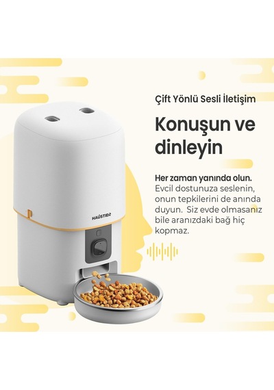 Pf05 Beyaz Kameralı 1080p Fhd Gece Görüş Akıllı Otomatik Kedi Mama Kabı, Tuya App-wifi Uzaktan Kontrol, Sesle Çağırma, 2.4ghz-5ghz, 4lt Hazne, Metal Kase
