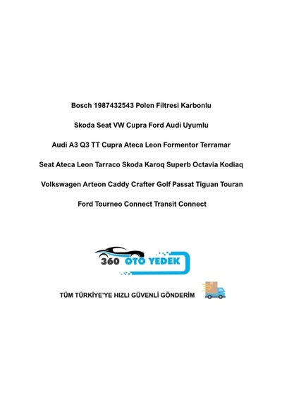 Bosch 1987432543 Polen Filtresi Karbonlu Skoda Seat Vw Cupra Ford Audi Uyumlu