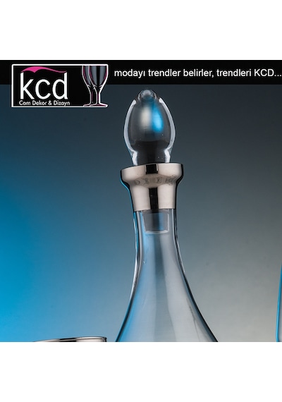 Kcd Soprano Platin Dekor Yaldızlı Desenli Kapaklı Cam Şişe Sürahi