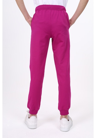 Kız Çocuk Baskılı Beli Paçası Ribanalı Cepli Basic Jogger Eşofman Altı 2 İplik Mürdüm