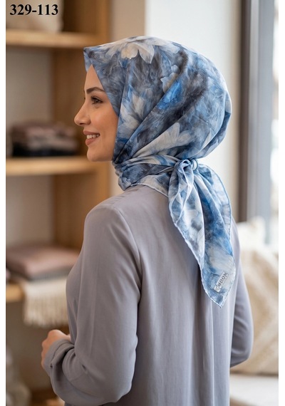 Moonscarfs Moonscarf Soft Pamuk Eşarp Mavi 329-113 Çok Renkli