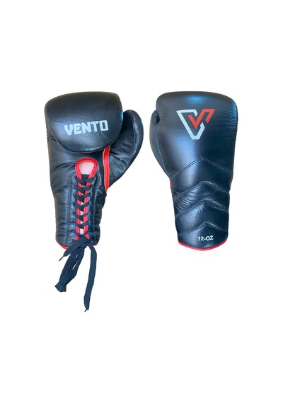 Vento Reaper Bağcıklı Hakiki Deri Boks Ve Kick Boks Eldiveni Siyah Siyah