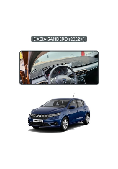 Dacıa Sandero 2022+ Torpido Koruma Halısı Gri Kenar