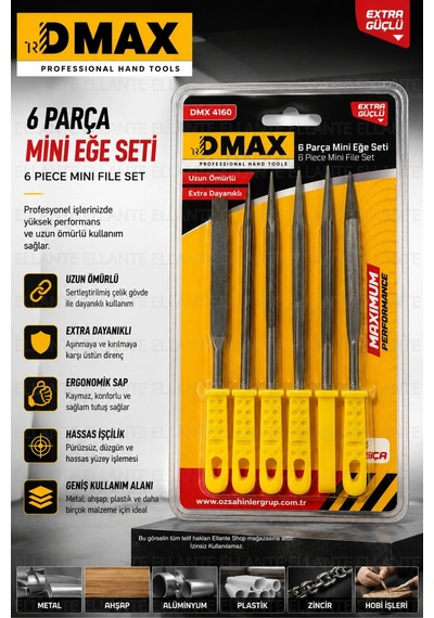 6 Parça Mini Eğe Seti Profesyonel Hassas İşçilik Metal Ahşap Plastik Eğe Takımı