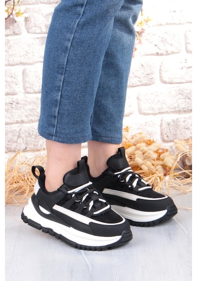 Guja Mask Rahat Hafif Kalın Taban Kadın Sneaker Ayakkabı Siyah