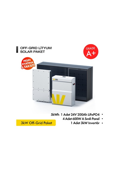 Werer Energy   3kW Off-Grid Solar Paket - LiFePO4 Batarya/Inverter/Solar Panel