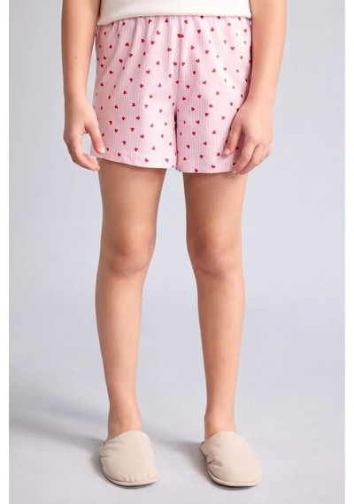Defacto Regular Fıt Fitilli Kaşkorse Şort Tişört 2li Pijama Takımı Kız Çocuk H5705a826smer233 Ekru-er233