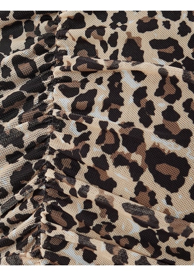 Koton Leopar Tül Bluz Crop Uzun Kollu Bisiklet Yaka Büzgülü Bej Desenli 5wal60024ık Ekru Desenli Koton Leopar Tül Bluz Crop Uzun Kollu Bisiklet Yaka Büzgülü Bej Desenli 5wal60024ık Ekru Desenli