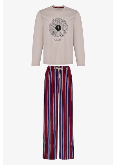 Penti Erkek Soundwave Çizgili Pantolon Uzun Kollu Pijama Takımı Çok Renkli