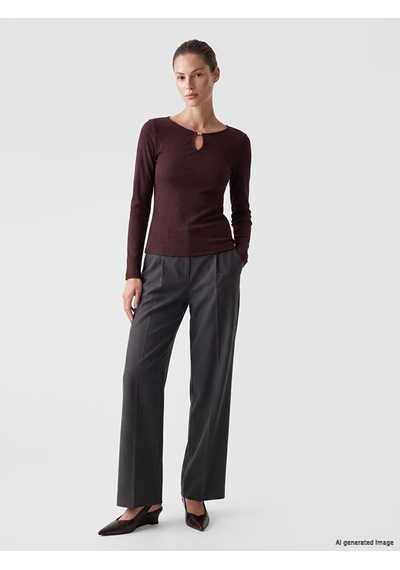 Lc Waikiki Lc Waıkıkı Mürdüm Bisiklet Yaka Kadın Body