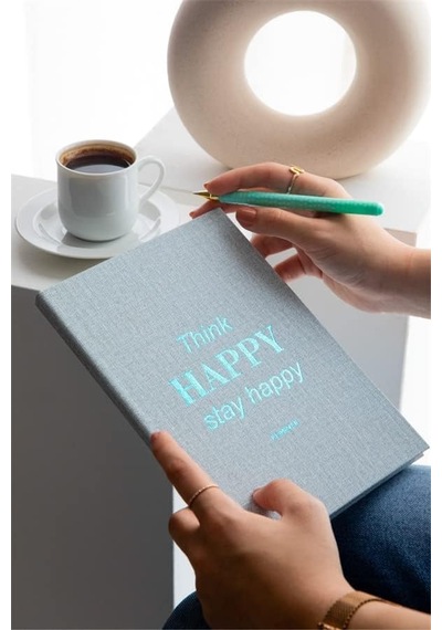 15x21 Keten Süresiz Planlayıcı Ajanda Defter Mavi 103 Ivory